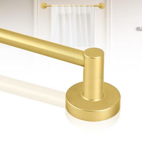 HTZON Gold Magnetic Curtain Rod for Door:Magnet Curtain Rods for Classroom Whiteboard,Small Adjustable Magnetic Towel Bar,Tool-Free French Magnet Pole with Leather Protective Cover No Drilling 17"