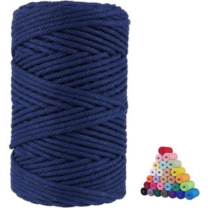 FLIPPED 100% Natural Cotton Macrame Cord,5mm x110 Yards Macrame Cords Colored Cotton Macrame Rope Craft Cord for DIY Crafts Knitting Plant Hangers Christmas Wedding DcorDark Blue