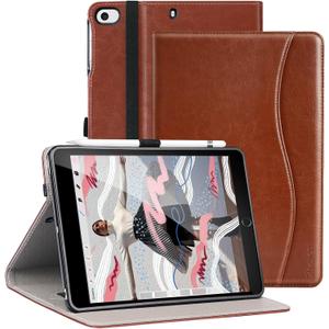 For iPad mini 5 2019/Mini 4 3 2 1 Case 7.9 Inch, Premium PU Leather Folio Stand Cover with Auto Wake/Sleep, Front Card Pocket for iPad Mini 5th/4th/3rd/2nd/1st Generation, Brown