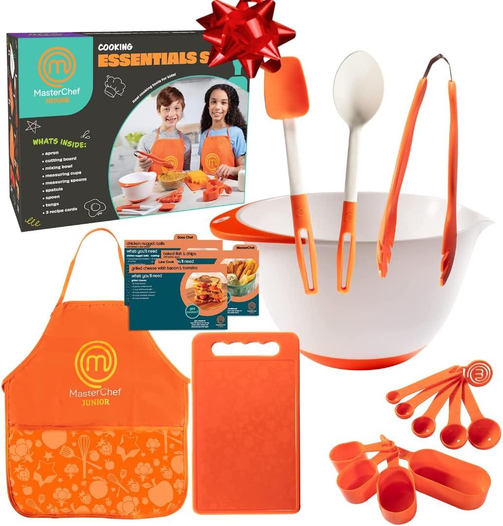 Cooking Essentials Set - 9 Pc. Kit Includes Recipes, Apron, Cutting Board, Mixing Bowl, Measure Cups, Spoons, Homemade Holiday Gifts
