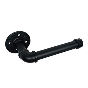 HouseAid Industrial Pipe Toilet Paper Holder, Heavy Duty Rustic Toilet Roll Holder, Vintage Style Steel Paper Holder for Bathroom, Matte Black