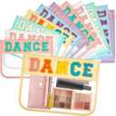Aliceset 12 Pcs Dance Gifts for Women Cosmetic Bag with Chenille Letter Patches Dancer Clear Makeup Bag Toiletry Zipper Pouch for Travel Women Girls Storage (Multicolor)