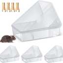Qualirey 4 Pcs Mice Station with Key Triangle Bait Station Reusable Rodent Trap Bait Box, Keeps Children and Pets Safe Indoor & Outdoor, Bait Not Included, Suitable for Small Mice (Translucent)