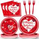 gisgfim 96Pcs Galentines Day Party Plates and Napkins Happy Galentine's Day Red Supplies Gals Tableware Dinnerware Set Valentines Day Paper Dessert Plate Party Decoration Women Ladies Favors Serve 24
