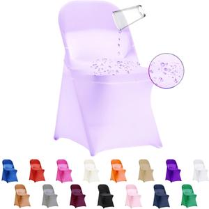 12 PCS Waterproof Stretch Spandex Folding Chair Covers, Dining Room Chair Slipcovers Protector for Wedding, Banquet, Party, Holidays, Celebration and Decoration（Lavender）