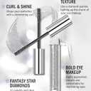 Silver Glitter Mascara + Eyeliner Pen Set, Shimmer Volume Colorful Mascara, Sparkling Liquid Eyeliner, Waterproof, High-Pigmented, All-Day Wear Shine Eye Makeup for Dazzling Looks