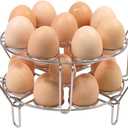 Stackable Egg Steamer Rack, BiaoGan Egg Cooking Rack with Heat Resistant Silicone Handles Compatible with Instant Pot Accessories 6,8 Quart, 18 Eggs Multipurpose Steamer Rack Trivet
