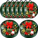 Dunzy 8 Pieces Wreath Container Christmas Wreath Storage Bag Garland Tear Resistant Fabric Round Boxes with Clear Window for Storage for Xmas Holiday Ornament (24247.8 Inch,Green)