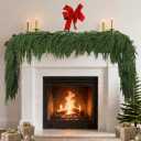 6 FT - 2 Pcs Artificial Norfolk Pine Christms Garlands for Mantle Realistic Faux 6 Foot Real Touch Winter Pine Christmas Garland Wreath Decorations for Door,Closet,Green Artificial Garland for Table (100 flower)