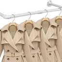 Industrial Iron Pipe Clothes Hanging Bar DIY Wall-Mounted Garment Rack Heavy Duty Clothing Rack for Bedroom, Laundry Room, Closet Storage (White 28 inch)