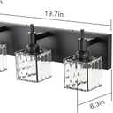 Black Crystal Bathroom Vanity Light 3-Light Modern Bathroom Lighting Fixtures Over Mirror, Black Wall Sconce Light Fixtures with Square Shade
