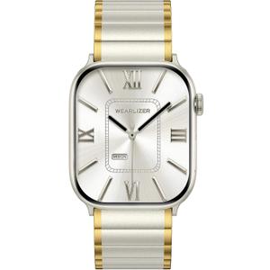 Wearlizer Two Tone Metal Band Compatible with Apple Watch Bands 40/38/41/42mm Women Men, Dressy Rectangular Chain Design Durable Stainless Steel Bracelet for iWatch Series 11-1/SE/Ultra