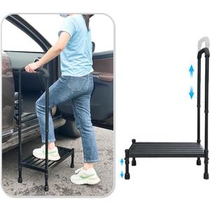 Medical Step Stool with Handle SUV Car Elderly Handicap Steps for RV Mobile Home with Handrail for Adults Seniors Bariatric Metal Stepping Stool Safety Step Assist Adjustable 300lb Foot Stool