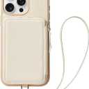 ZVE for iPhone 14 Pro Wallet Case with Card Holder, Zipper RFID Blocking iPhone Case with Lanyard, Leather Purse for Women Cover Compatible with iPhone 14 Pro, 6.1"(2022) - Beige