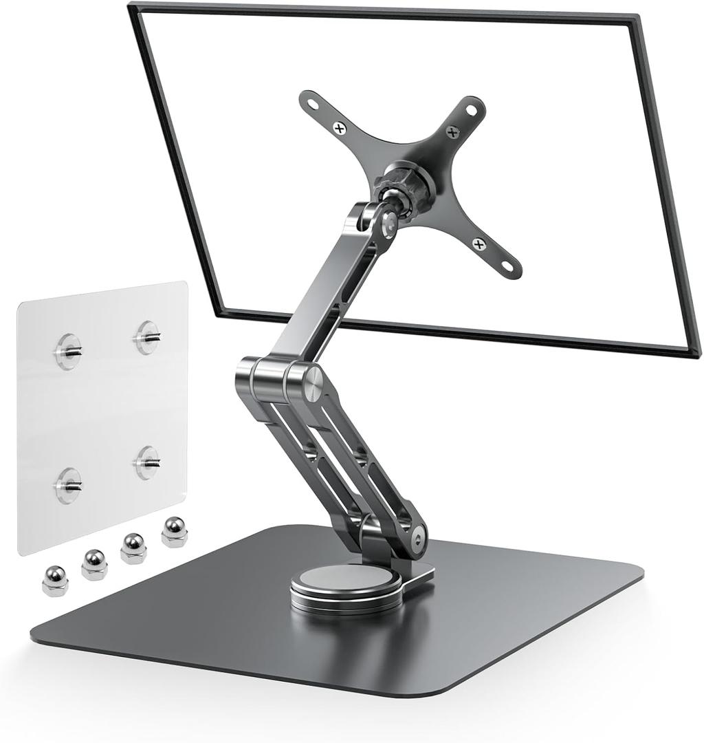 VESA Mount Monitor Stand - Portable Monitor Vesa Stand 17.3" 17" for Small Monitors Large Base Stable Mount for Office Use Support VESA 75x75 100x100mm WS-03E