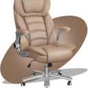 Brown Leather Executive Office Chair, Big and Tall Office Chairs for Heavy People 400lbs Wide Seat, High Back Leather Office Chair Lumbar Support with Adjustable Armrests, Office Desk Chair, Large