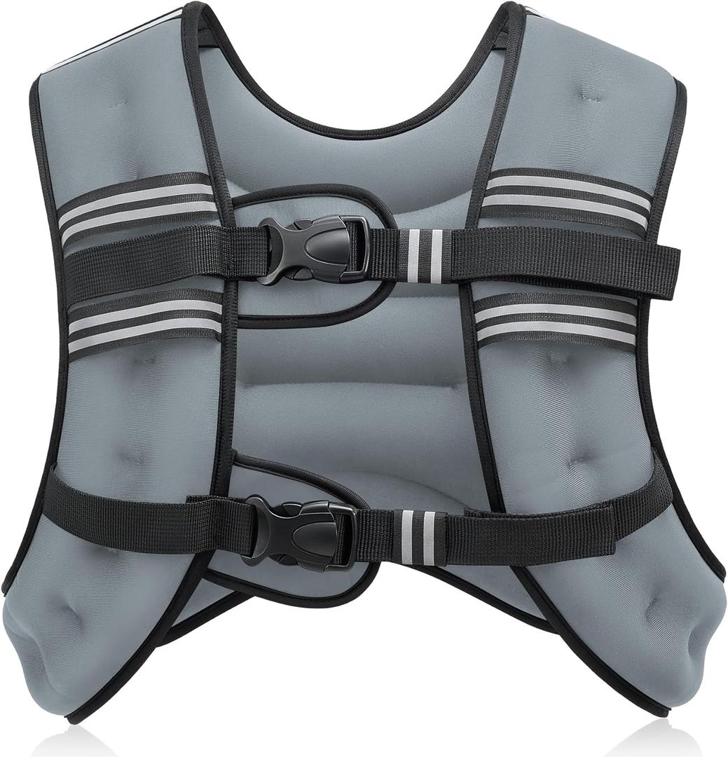 ZELUS Weighted Vest,  20lb  Weight Vest with Reflective Stripe for Workout, Strength Training, Running, Fitness, Muscle Building, Weight Loss, Weightlifting (Grey)