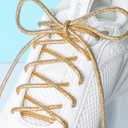Olukssck 2 Pairs Glitter Metallic Shiny Shoe Laces, Round Sequin Shoelaces Shoestrings for Sneakers Boots