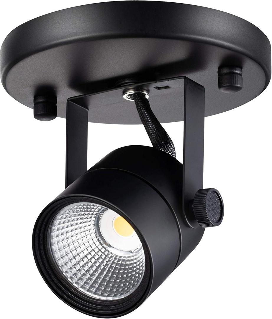 CLOUDY BAY LED Flush Mount Ceiling Spot Light,CRI90+ 8W 600lm 3000K Warm White Dimmable,Adjustable Tilt Angle Ceiling Light Fixture,Black