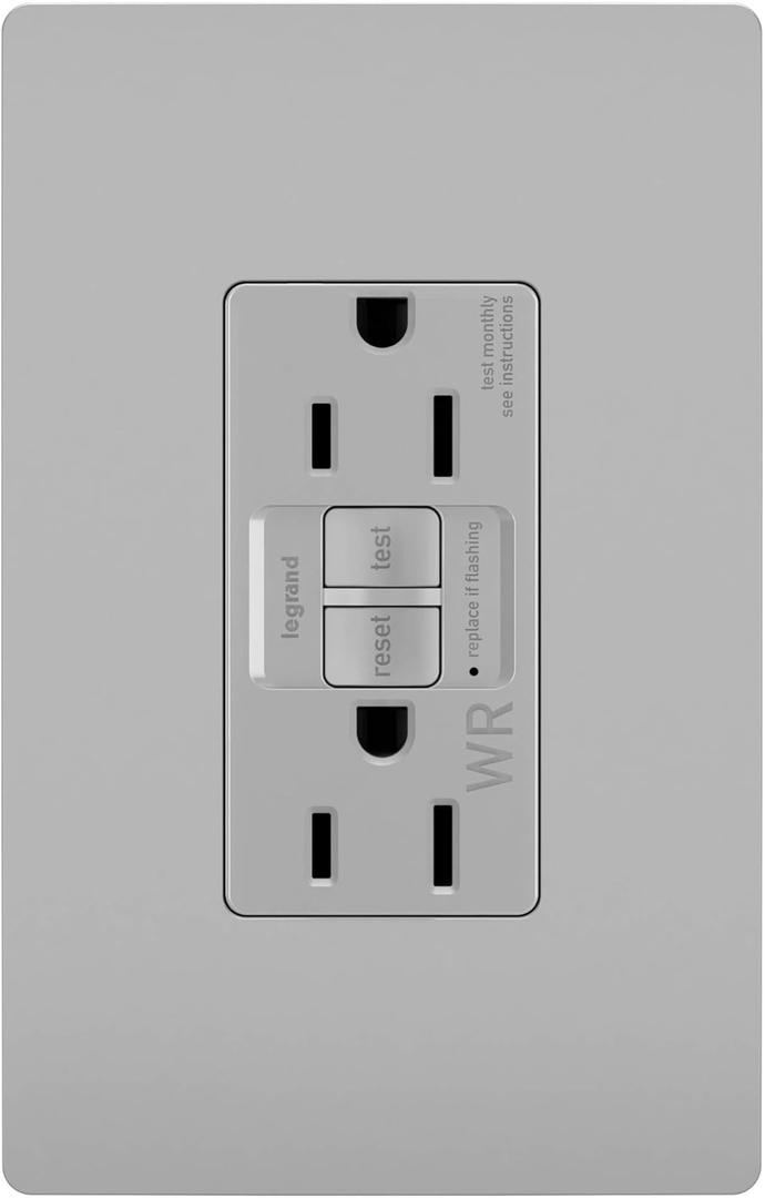 Legrand radiant Self-Test GFCI Weather Resistant Outlets, 15 Amp, Tamper Resistant, Outdoor Outlets, Gray, 1597TRWRGRY Legrand radiant Self-Test GFCI Weather Resistant Outlets, 15 Amp, Tamper Resistant, Outdoor Outlets, Gray, 1597TRWRGRY
