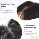 MY-LADY Human Hair Toppers for Women Real Human Hair with Side Bangs Hand-Tied Thin Light Weight 9 * 12CM Lace Base Clip in Remy Hairpieces 11 Inch Natural Black