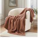 EVERGRACEHOME Chunky Chenille Knit Throw Blanket for Couch, Soft Luxurious Moss Stitch Blankets for Bed, Cozy Decorative Farmhouse Knitted Throws for Sofa, Terracotta Clay, 50" x 60"