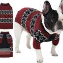 IECOii Dog Sweater for Medium Dogs Boy,Thermal Knitted Dog Winter Sweaters Easy On Pullover Design,Thick Pet Knitwear with Sleeve for Cold Weather,Warm Dogs Sweater for Indoor & Outdoor, DarkRed, L (Large(Chest:20.87 in/53 cm))
