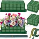 Hahood 3 Packs Floral Foam Cage Rectangle and Square Flower Holder with Floral Foam Blocks Flower Cage Holders Flower Arrangements Supplies Cage for Fresh Flowers, Wedding Home Garden Decorations