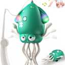 2 x Magic Dancing Octopus Toy - Smart Obstacle-Dodging Robot with LED Light Show & Music, USB Rechargeable Tummy Time Squid Toy for Babies | Electric Crawling Octopus | Interactive Gift for Kids 3+ (Green)