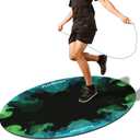 Cheete Jump Rope Mat Large Rubber Exercise Mat Indoor Outdoor Shock Absorbing Mat Non-Slip Oval Design for Floor & Rope Protection, Workout Mats for Home Gym Flooring