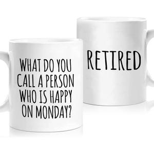 Shqiueos Funny Retirement Gifts for Woman Men, Happy Retiree Mug 11oz, Best Retirement Gift for Women 2026, Gag Farewell Present for Coworkers Nurse Teacher Boss, Office Retired Coffee Cup