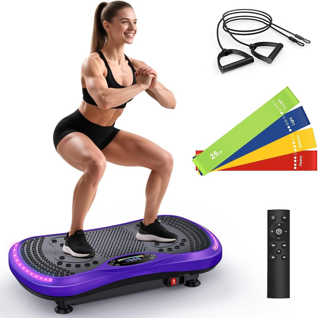 Vibration Plate Exercise Machine for Lymphatic Drainage, Vibration Machine for Full-Body Weight Loss Shaping, Vibrate Fitness Platform 400 Lbs & 200 Adjustable Speeds for Women Men Home