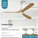 72 Inch Wooden Ceiling Fans with Lights and Smart Control, Natural