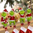 Stocking Holders for Mantle, Green Christmas Stocking Holders for Mantle Set 4, Christmas Green Stockings Hangers