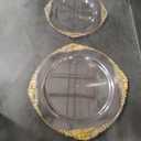 Nervure 100Pcs Clear and Gold Plastic Plates - Heavyweight Gold Disposable Plates - Plastic Plates Include 50Pcs 10.25inch Dinner Plate & 50Pcs 7.5inch Dessert Plate for Wedding & Party