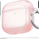 Valkit Compatible Airpods 4 Case Pink, Soft TPU AirPods 4th Generation Case Cover with Cleaner Kit, Shockproof Protective Case with Keychain for Apple AirPods 4 Gen Cases for Women Men - Clear Pink