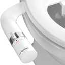 Bidet Attachment for Toilet, Dual Nozzle Bidet Toilet Seat, Non-Electric Ultra-Thin Bidets for Existing Toilets, Rear/Feminine Wash with Adjustable Water Pressure (White)
