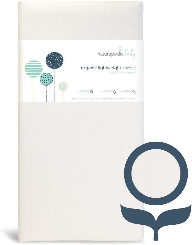 Naturepedic Organic Baby Crib Mattress - Lightweight Infant & Toddler Mattress - Waterproof Baby Bed Mattress for Crib - Non-Toxic Mattress for Baby and Toddler Bed - 52" x 28 (Crib, White)