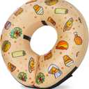 Grand Line Hamburger Inflatable Collar for Dogs and Cats, Soft Protective Recovery Cone After Surgery, Blow up Pet Collar Cone, E-Collar Alternative Does not Block Vision (Medium) (Medium (Neck:8"-12"), Yellow Hamburger)