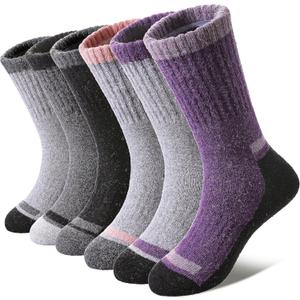 Kids Merino Wool Hiking Socks Boys Girls Toddlers Winter Warm Thick Thermal Cushion Crew Gift Socks 6 Pairs (4-7 Years, Mixed Color)