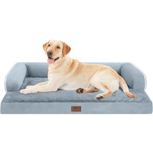 Large Dog Bed Orthopedic Washable - Beds Bolster Pet - XXL XXLarge Big Dogs - Memory Foam - Couch Sofa - Waterproof with Removable Cover - Grey Dog Bed