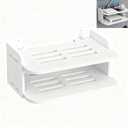 WiFi Router Floating Shelves White Wall Mount Under TV Shelf 30 x 20 x 15 cm Set Top Box Stand No Punch Game Console Rack for Living Room Bedroom