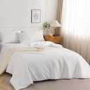 White Down Comforter Queen Size, Luxury Hotel Ultra Soft Washed Cotton, 1 Comforter Sets and 2 Pillowshams, Lightweight Modern Solid Bedding Collection for All Season Use (White,Queen/Full)