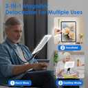 5X Hands Free Magnifying Glass with Light for Reading, Neck Wear Magnifier with Adjustable Brightness 50 Led Lights Flexible Gooseneck Full Book Page Magnifier for Low Vision Seniors with Aging Eyes