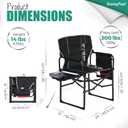 SUNNYFEEL Camping Directors Chair, Heavy Duty,Oversized Portable Folding Chair with Side Table, Pocket for Beach, Fishing,Trip,Picnic,Lawn,Concert Outdoor Foldable Camp Chairs, 21 inches x 25 inches x 36 inches