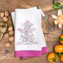 Embroidered Hand Towels Set of 2, Decorative Hand Towels, Linen Cotton Blend with Floral Pattern, Machine Washable Towels for Bathroom, Kitchen, 16x24 Inches (White-Lilac-Orchid)