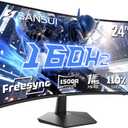 SANSUI 24 Inch Curved 160Hz Gaming Monitor,1500R Curved Gaming Monitor FHD 1080P Computer Monitor,MPRT 1ms Fast VA Display,Freesync,HDR,3000:1, HDMI2.0,DP1.4, VESA Support(ES-G24C1L HDMI Cable Incl.) (Black)