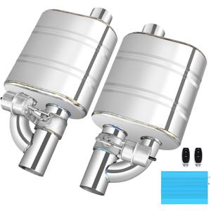 2.5 Inch Valved Muffler Exhaust Cutout with Muffler Cat Back Exhaust System Kit (2pcs)