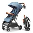 Bombi Bēbee V2 Lightweight Baby Stroller - Premium Vegan Leather, One-Hand Fold, Infinite Recline, Aircraft-Grade Aluminum Frame, XXL Canopy, and Ample Storage Umbrella Stroller - Storm Blue