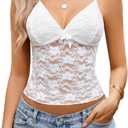 Avidlove Lace Tops for Women V Neck Camisole Top Sleeveless Y2k Tank Going Out Outfits 2025 Trendy (X-Large, White)